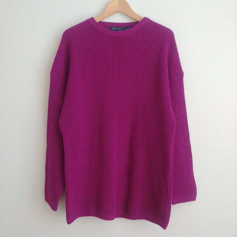 Vintage Grafton & Co. 100% cotton Hong Kong Large sweater magenta fuschia pink
